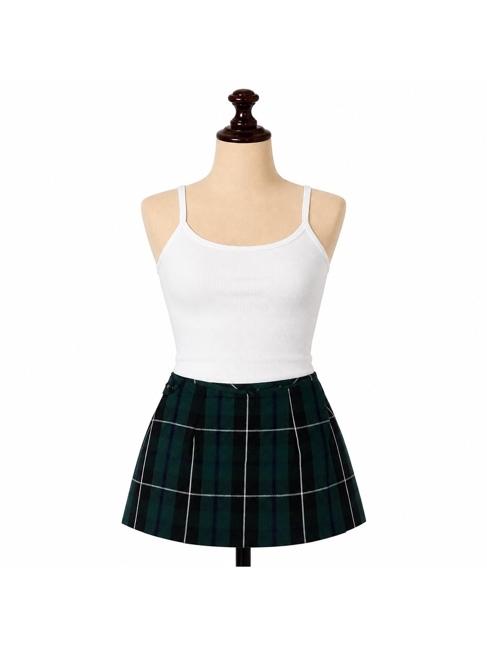 Made in USA Green Blue Plaid School Uniform Skort Y2K 90s Grunge XS
